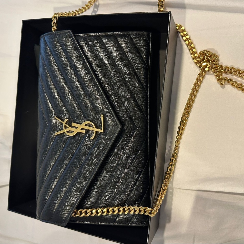Ysl Monogram Large Wallet On Chain In Grained Lea… - image 2